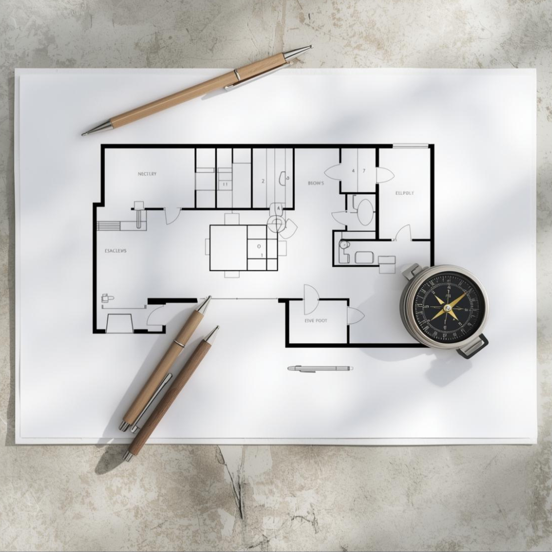 Baustelle - Du hättest gerne Feng Shui aber alle lächeln Beispiel-Grundriss für eine Feng-Shui-Beratung