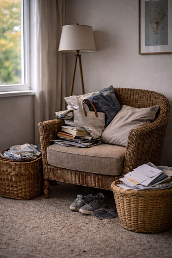 Sessel als Ablage statt Rückzugsort